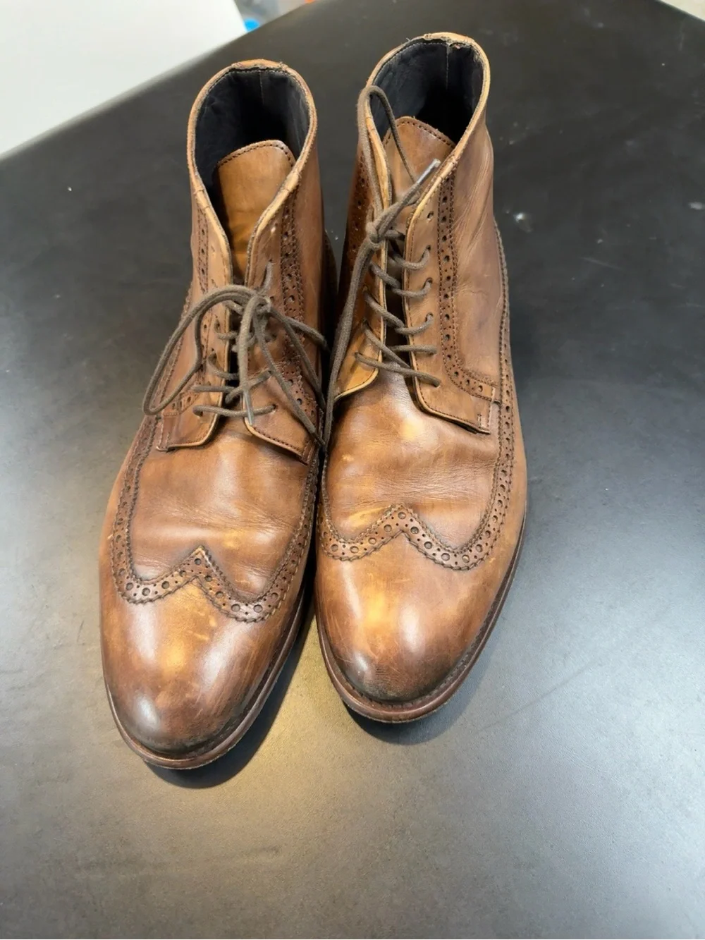 Johnston & Murphy Handcrafted Italy Wingtip Chukka Boots Brown Leather Mens 9 M